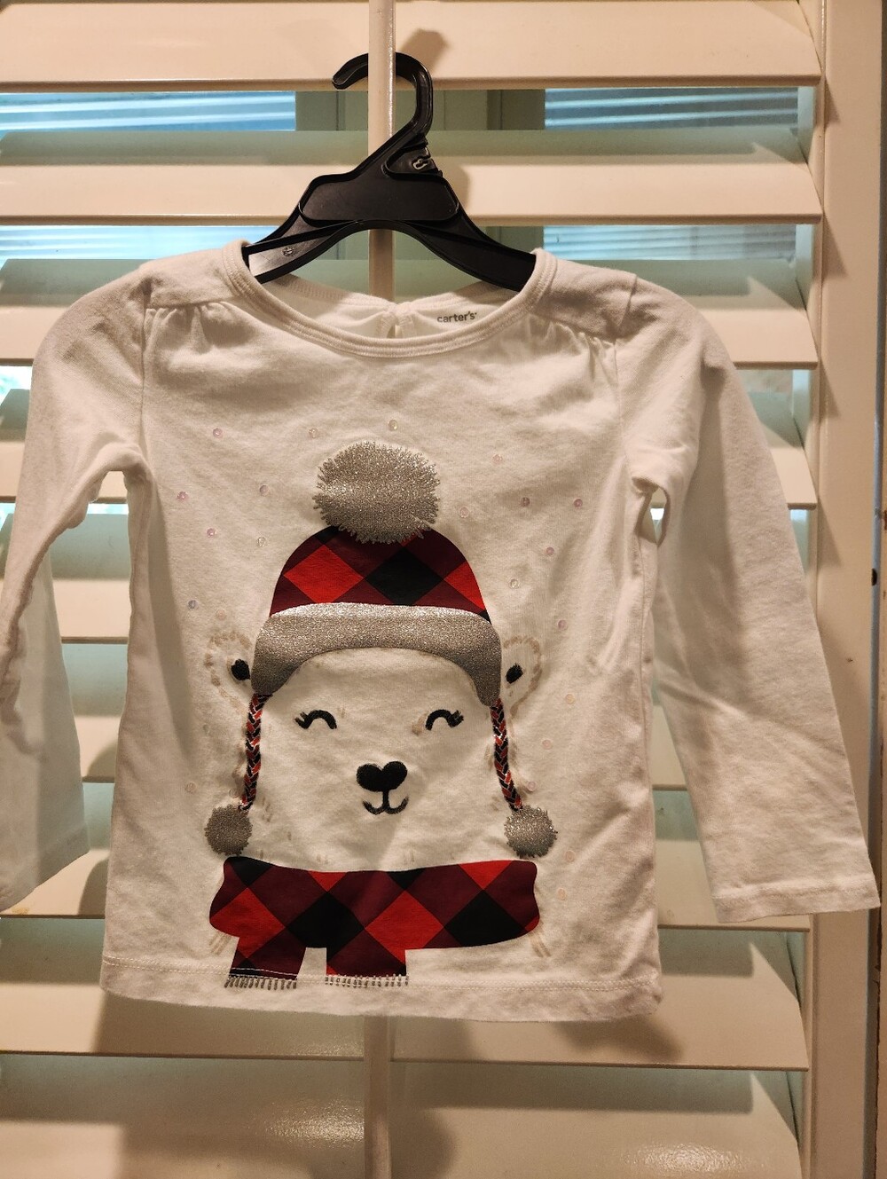 Carter's Girl's Holiday Long Sleeve Shirt With Polar Bear, Size 3T